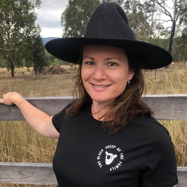 Women's Black T-Shirt with The Black Sheep Of The Family logo