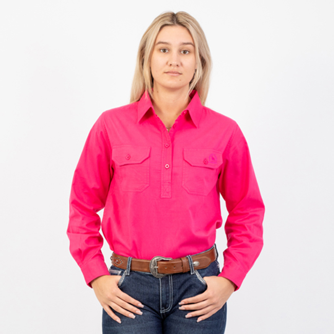 HIGHGROVE | Womens Work Shirt Long Sleeve - Hot Pink