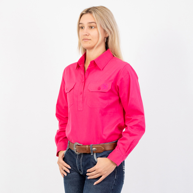 HIGHGROVE | Womens Work Shirt Long Sleeve - Hot Pink