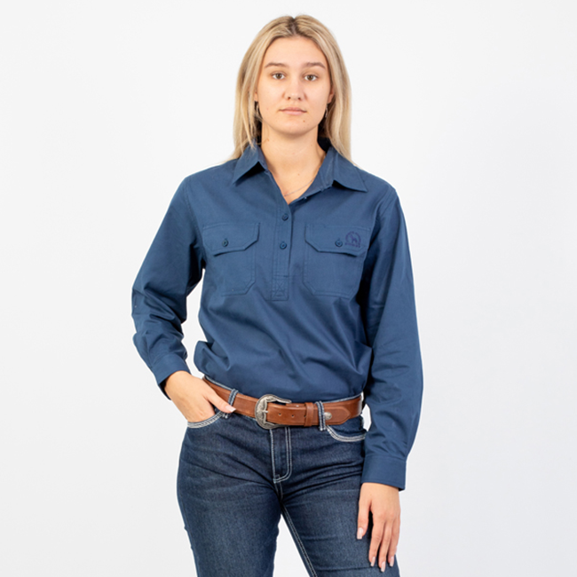 HIGHGROVE | Womens Workshirt Long Sleeve - Navy Blue