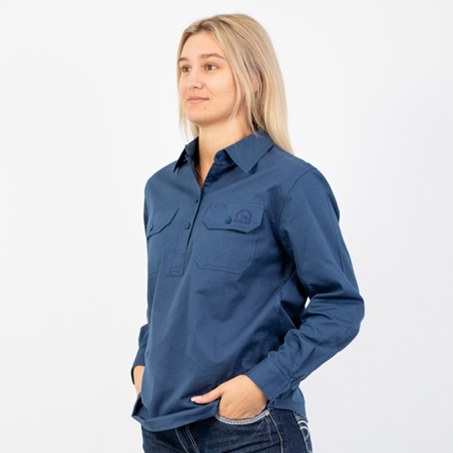 HIGHGROVE | Womens Workshirt Long Sleeve - Navy Blue