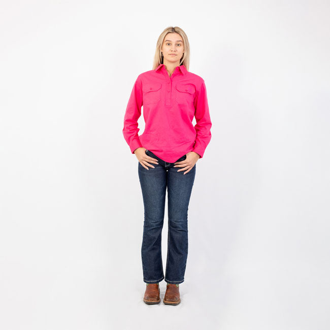 HIGHGROVE | Womens Work Shirt Long Sleeve - Hot Pink