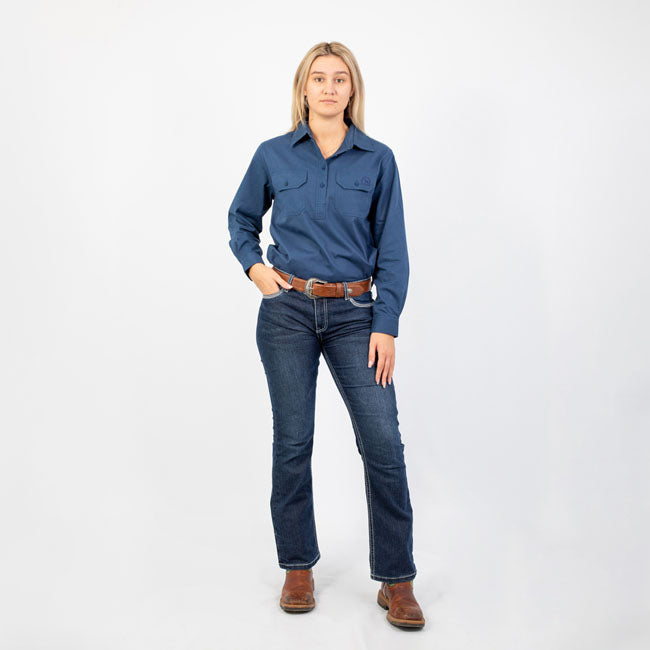 HIGHGROVE | Womens Workshirt Long Sleeve - Navy Blue