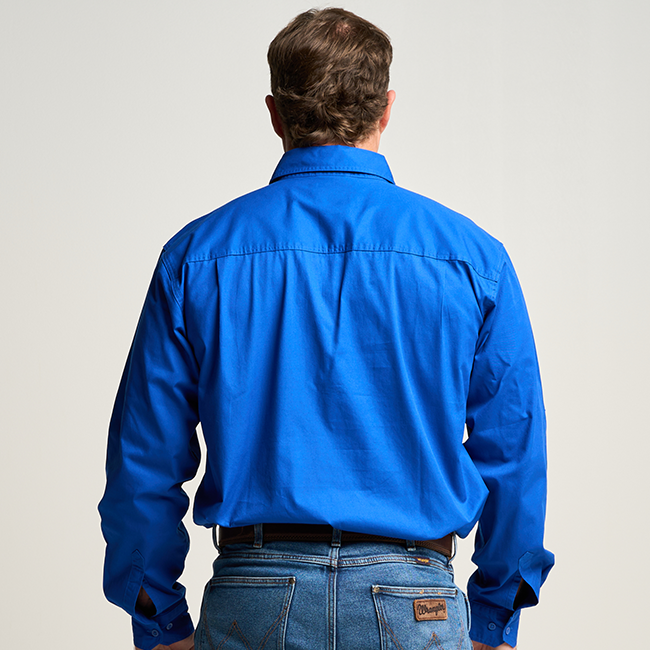 KILCOY | Mens Half Button Long Sleeve Work Shirt - Royal