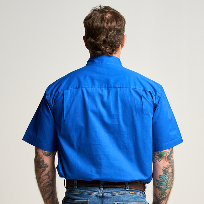 KILCOY | Mens Half Button Short Sleeve Work Shirt - Royal