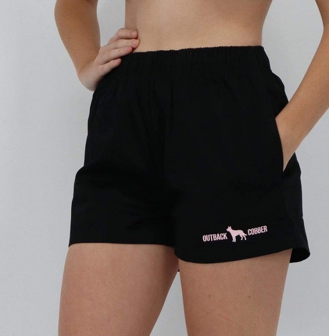 RUGBY WORK SHORTS - WOMENS BLACK