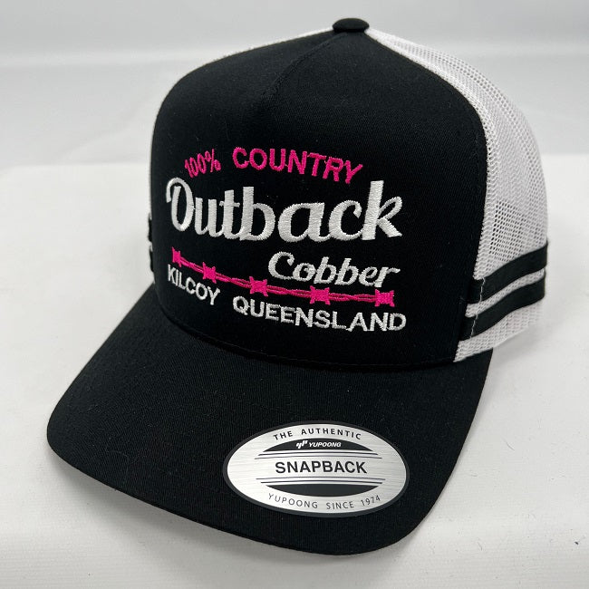 100% Country HOT PINK Striped Trucker Cap